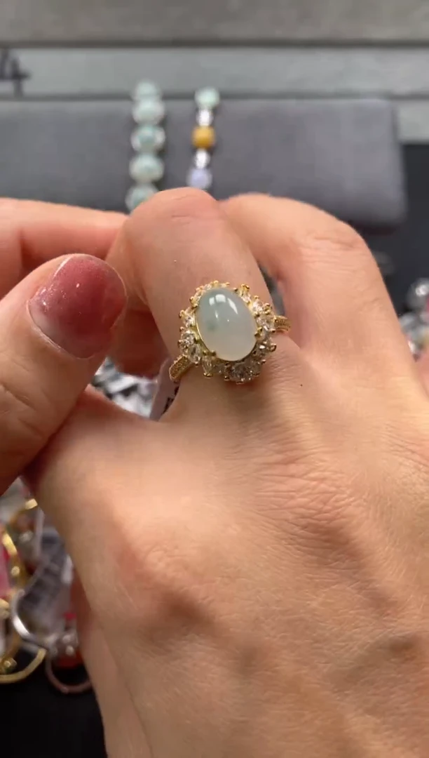 【闪购商品】翡翠戒指银S925镶嵌222222222   5