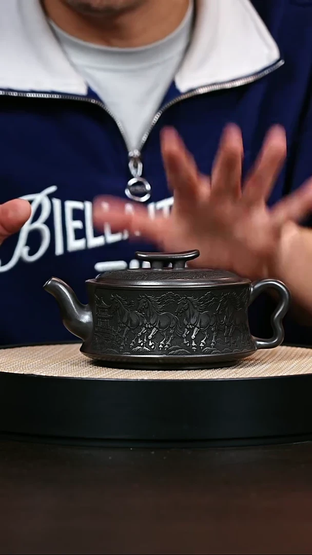 茶壶紫砂S级石黄八骏图