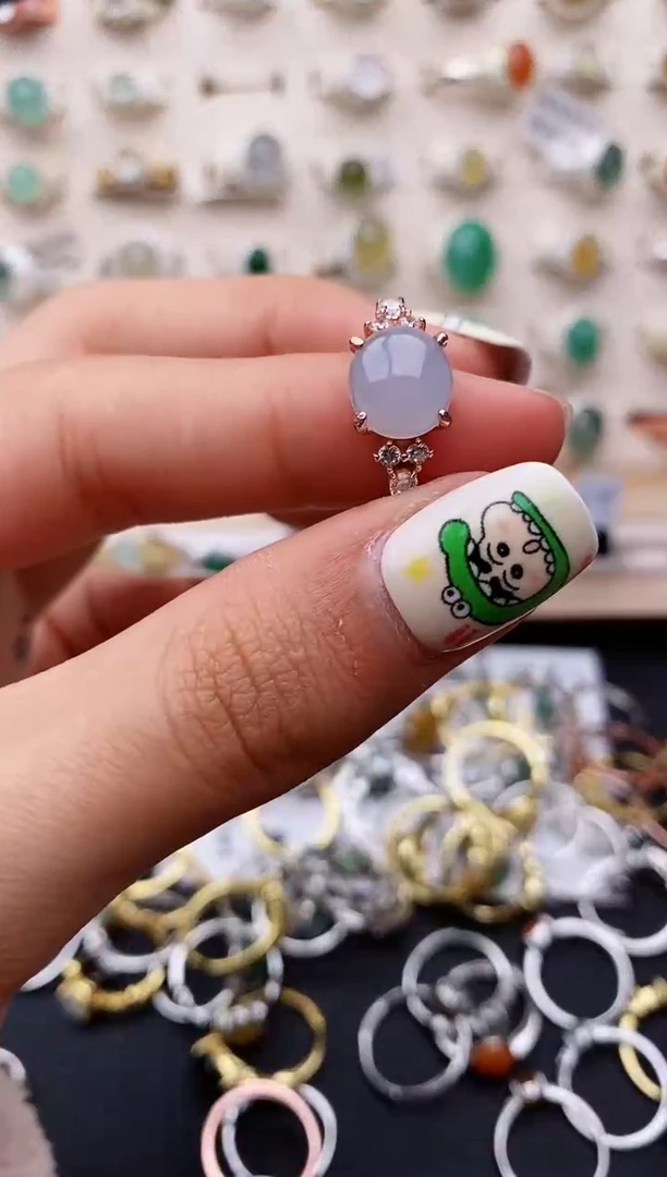 【闪购商品】翡翠戒指银S925镶嵌缅甸翡翠