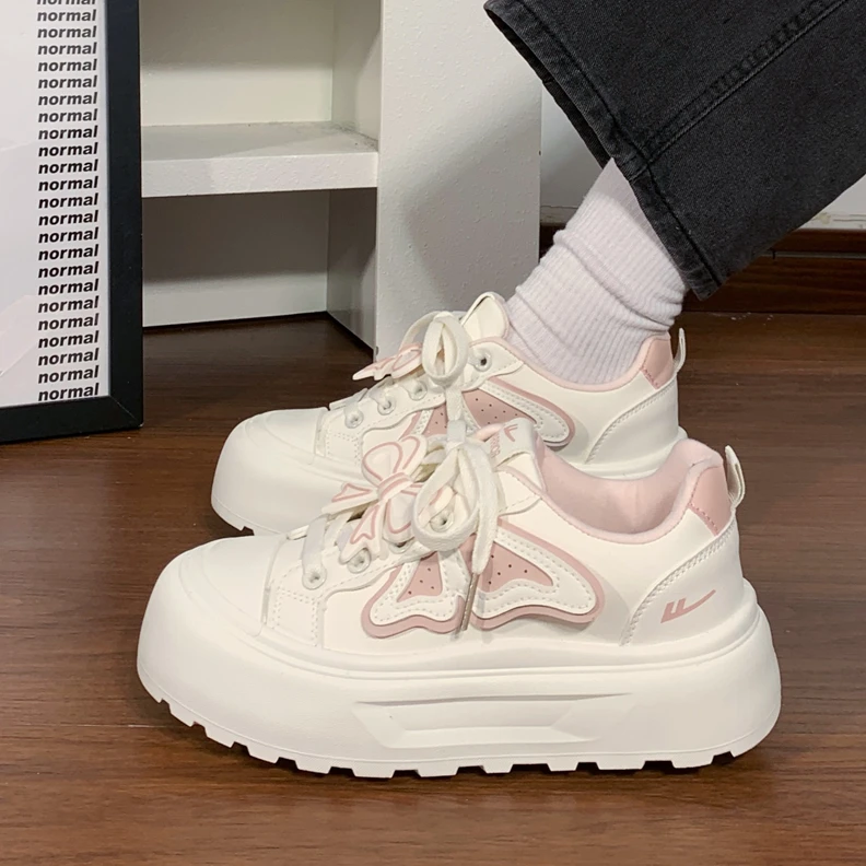 回力女鞋蝴蝶小白鞋女2025新款透气鞋子初中生百搭厚底增高板鞋潮