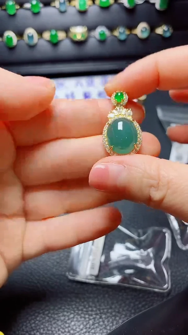 银S925镶嵌戒指翡翠天然翡翠A货s925银镶