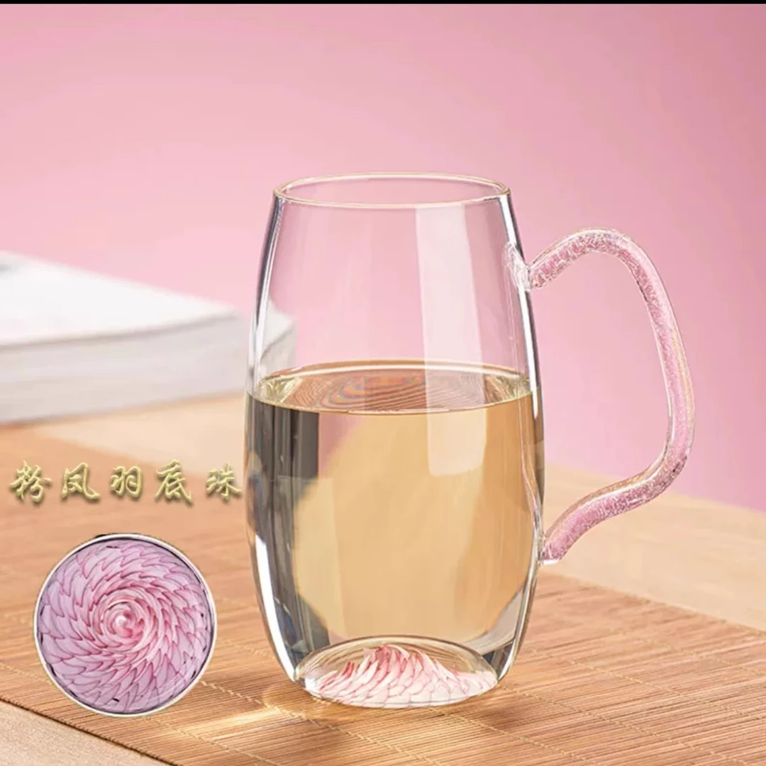 当代 青云贮月-晶焱仙女高颜值茶杯水杯纯手工耐热玻璃绿茶杯