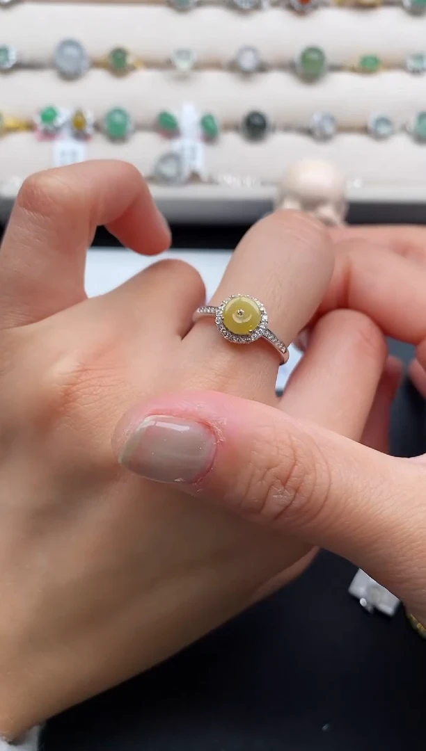 银S925镶嵌戒指翡翠444444+3
