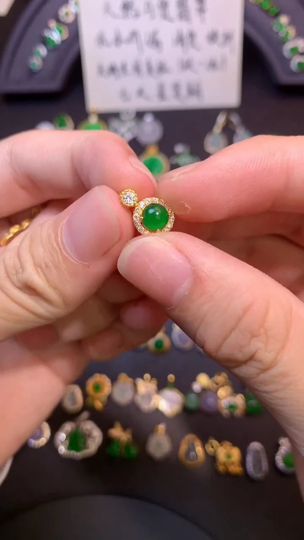 吊坠(不含链)银S925镶嵌翡翠红**.1