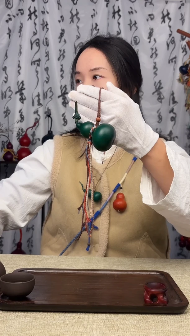 大漆葫芦挂件 墨绿----011