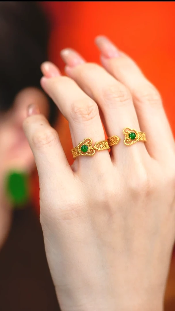 银S925镶嵌戒指翡翠多样性发一