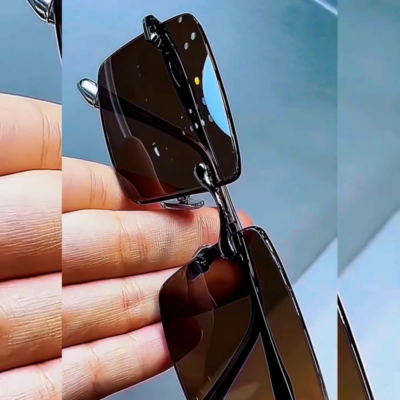 水晶墨镜水晶石眼镜防紫外线清凉护目中深色商务时尚高档茶色无框