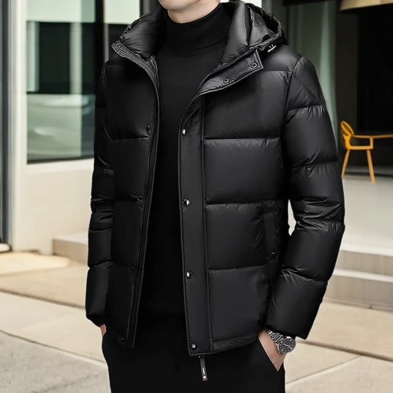 男士秋冬休闲加厚保暖羽绒服8836 黑