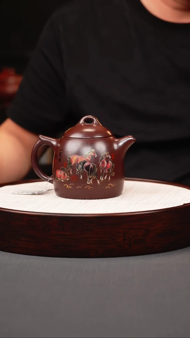 茶壶紫砂石红八骏秦权