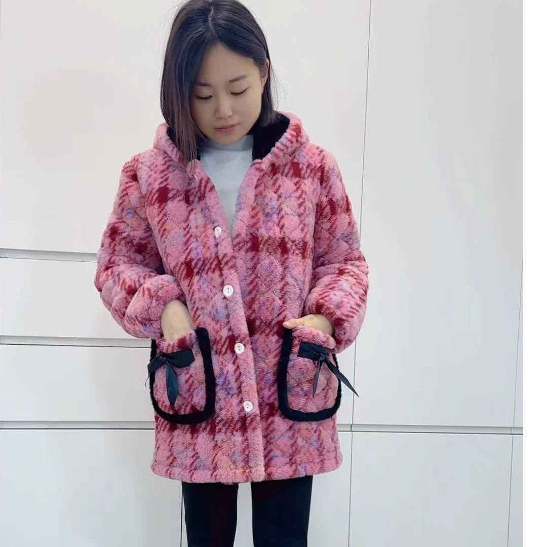 冬季加厚围裙罩衣加厚加绒女装外套棉服短款厚款棉袄家居服妈妈装