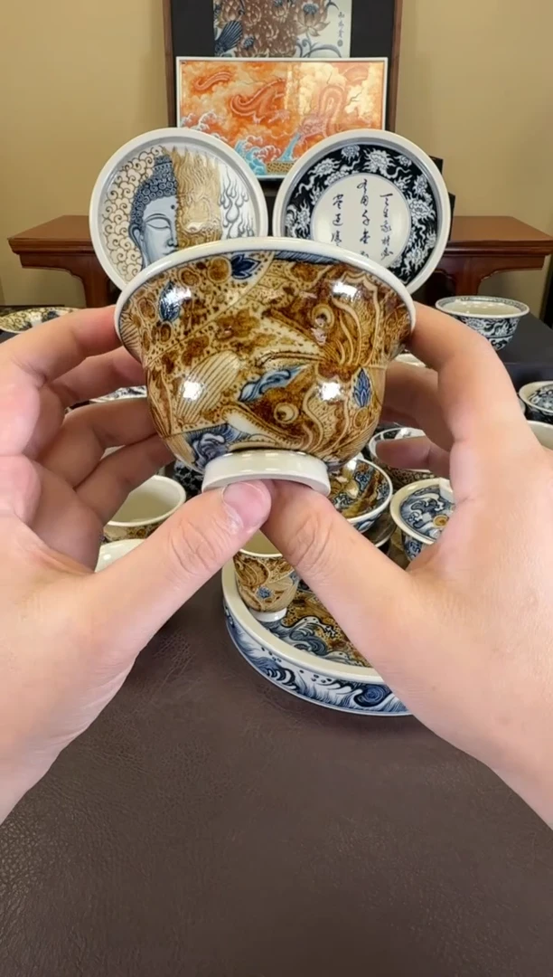 二号釉海浪鳜鱼大压手杯