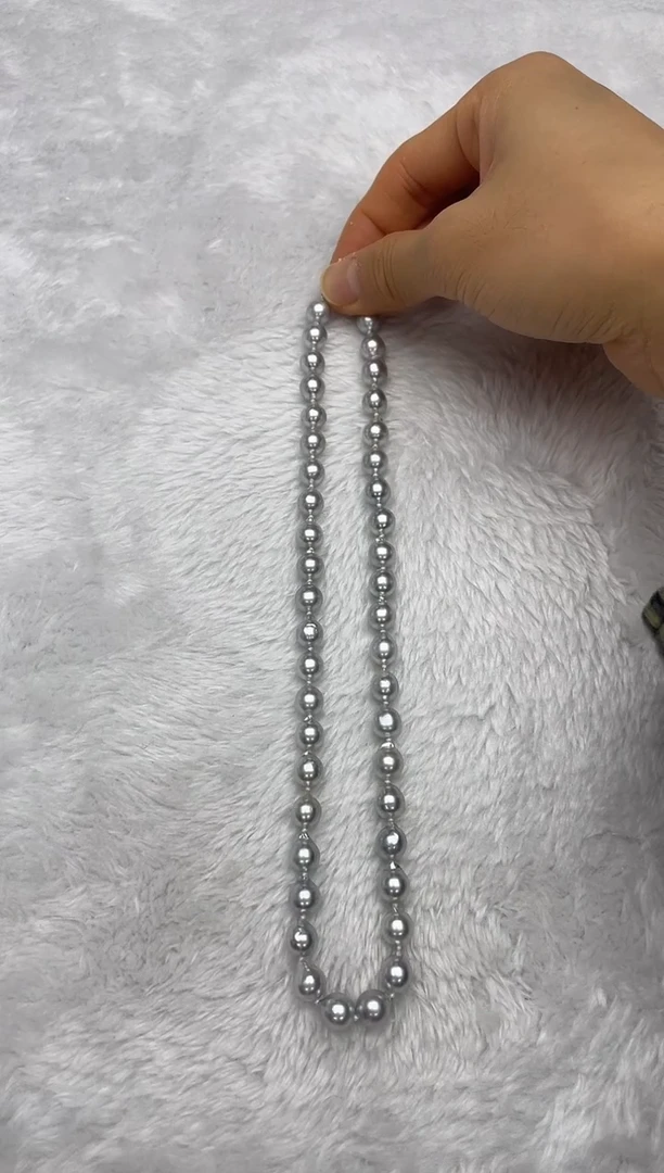 项链银S925镶嵌海水珍珠AK真多麻8-8.5mm