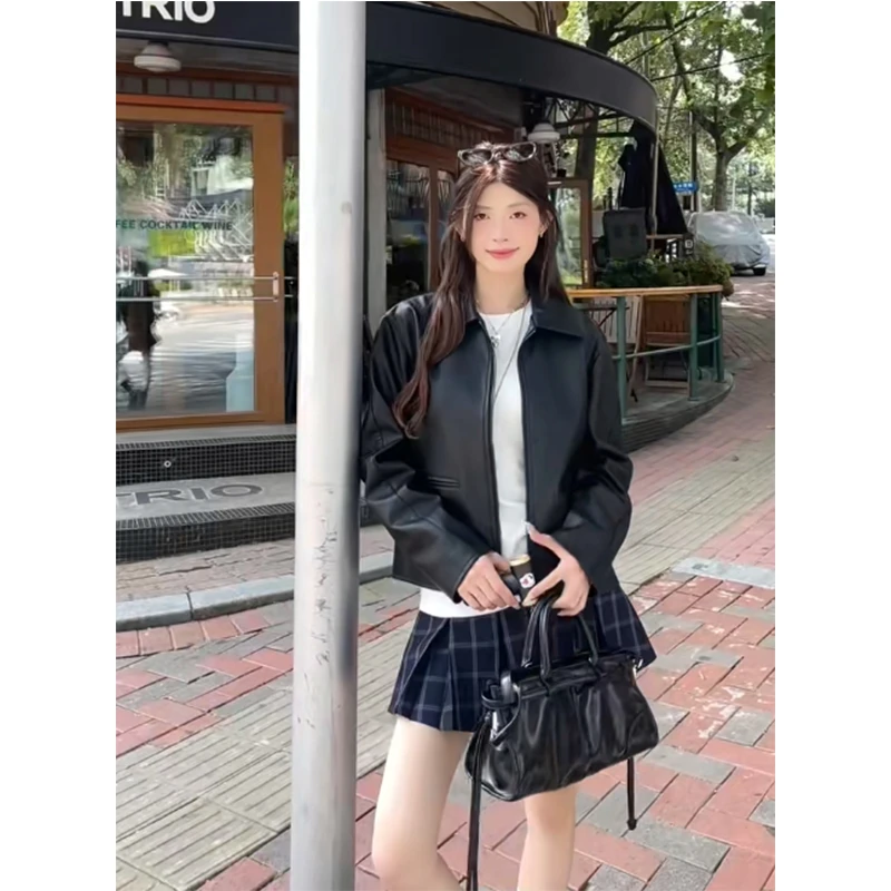 黑色皮衣时尚外套女秋季新爆款百搭独特今年流行机车夹克衫上衣潮