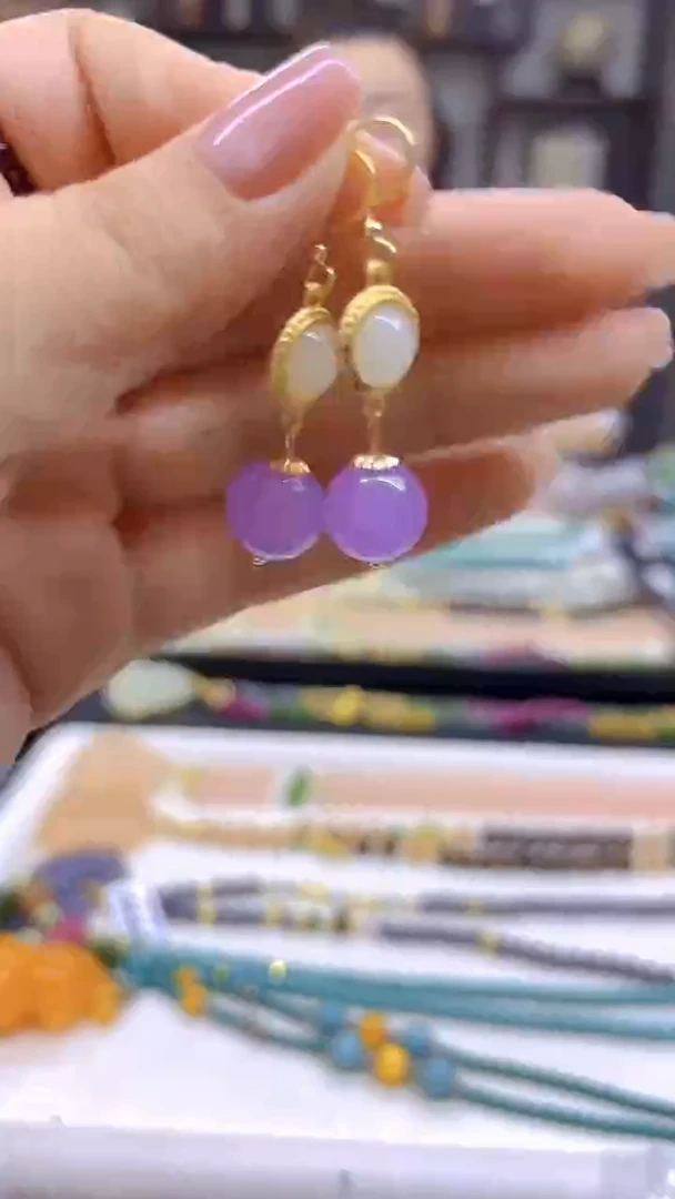 翡翠14K金镶嵌耳饰DIY款E781