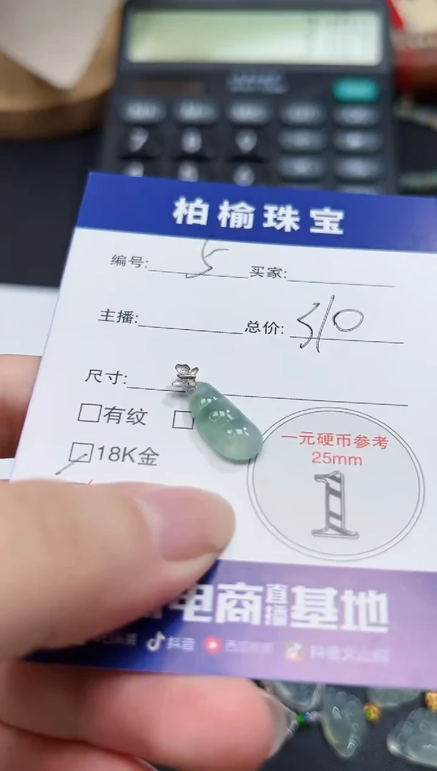 翡翠18K金镶嵌颈饰5豆子