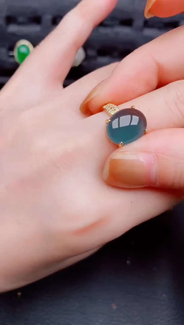 【闪购商品】翡翠戒指银S925镶嵌天然a货翡翠859