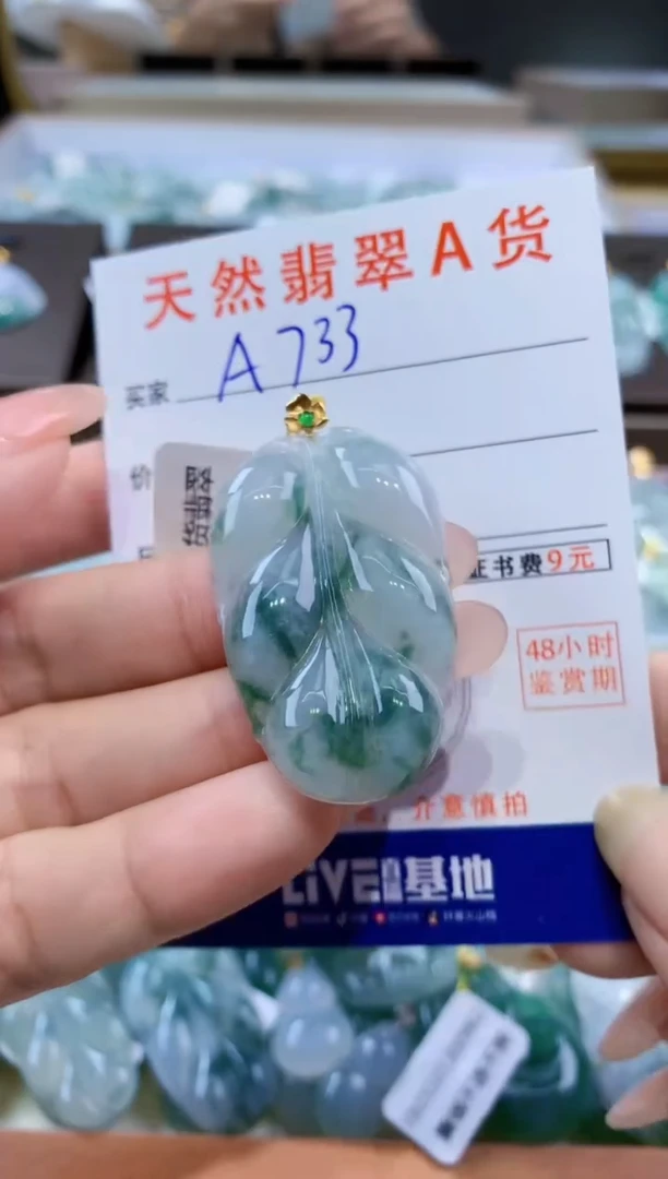 颈饰18K金镶嵌翡翠天然缅甸翡翠A货挂件