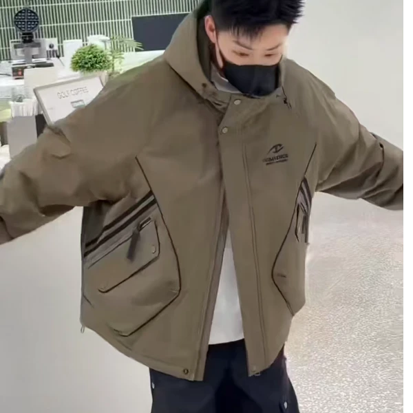 6608工装大口袋连帽保暖男士冬季时尚衣服防寒衣休闲百搭