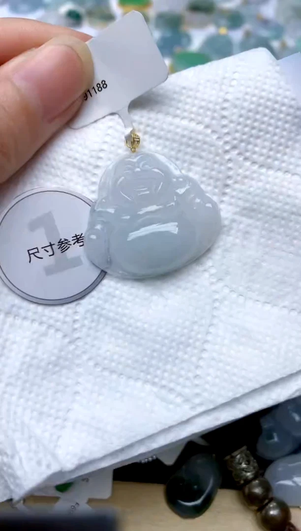 颈饰18K金镶嵌翡翠天然A货翡翠