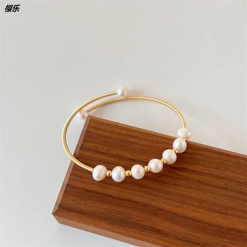 0196日韩小清新手工淡水珍珠手镯 不规则精致小巧百搭超仙手饰女