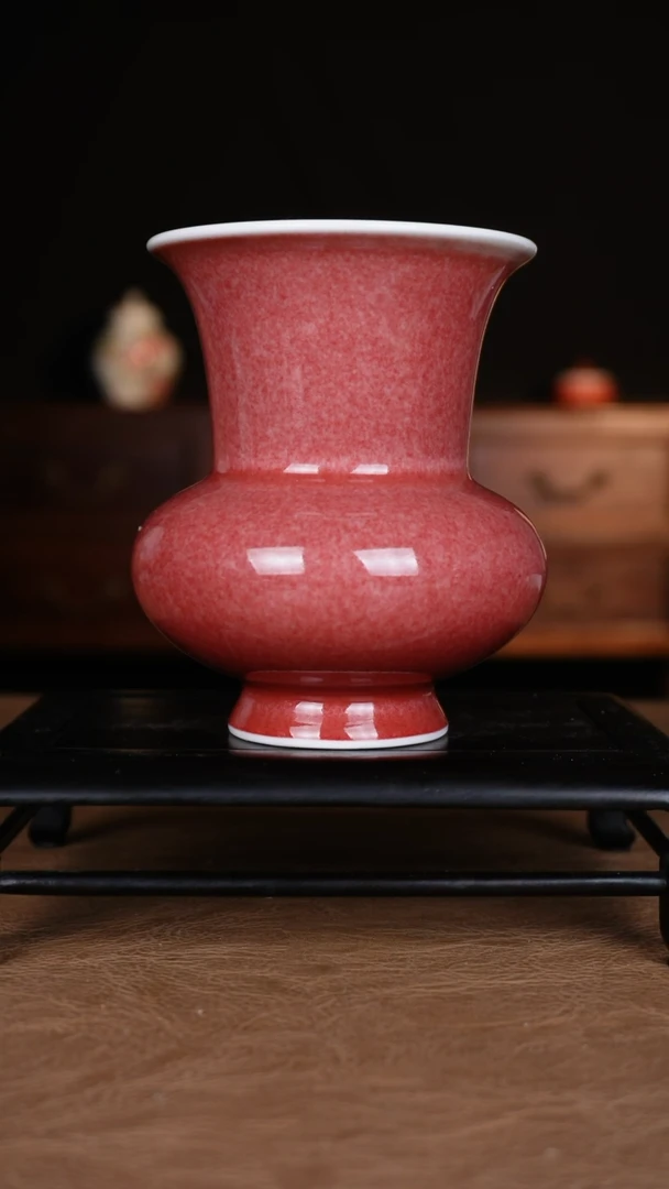 杯子豇豆红景德镇全手工陶瓷