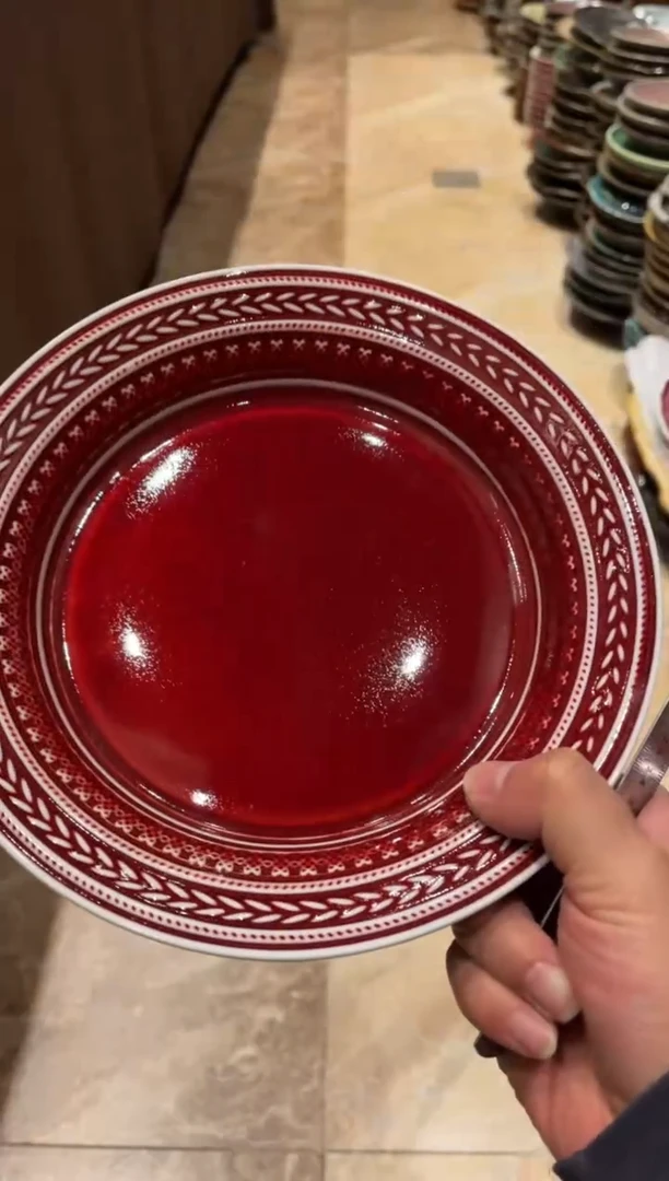 【闪购商品】瓷片802 微瑕郎红敞口大盘1个