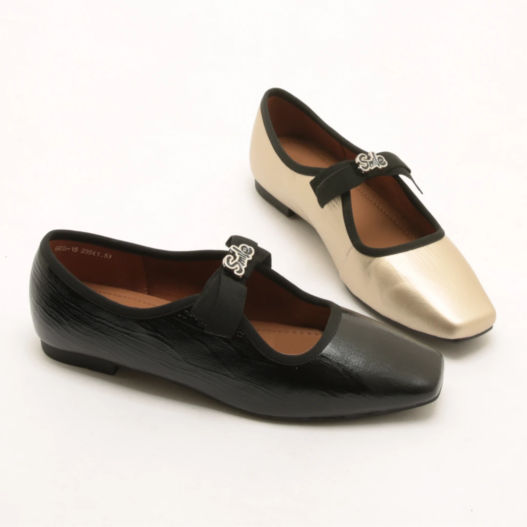 5785春季新款方头平底蝴蝶结松紧一脚蹬女鞋舒适浅口玛丽珍单鞋