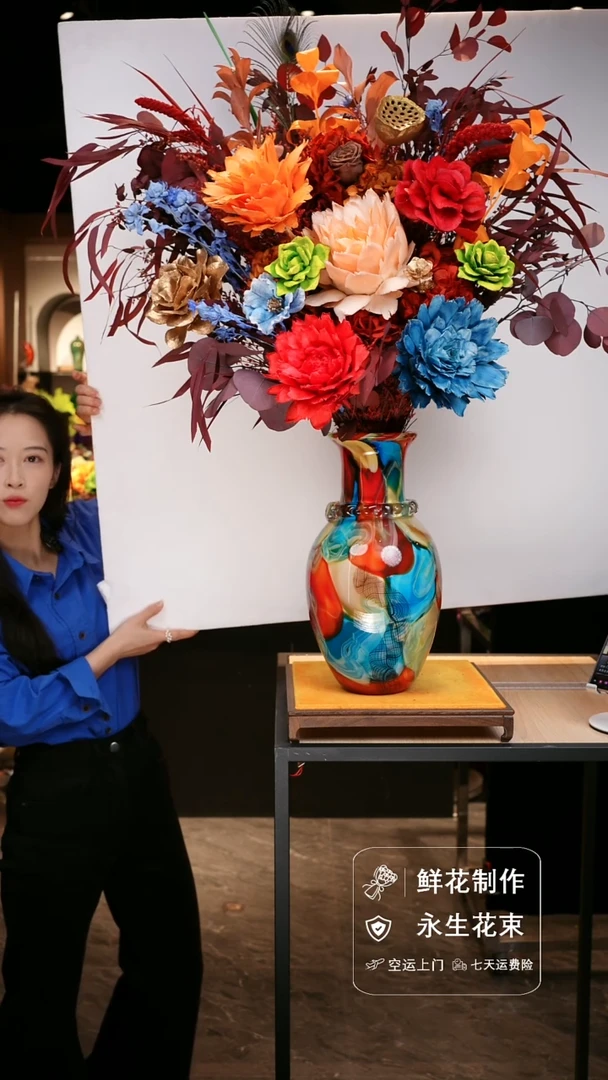 手工艺品琉璃手工花器花束空运包邮送货上门-以图片为准