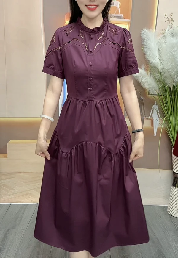 2025减龄遮肉显瘦时尚气质妈妈装连衣裙韩版收腰