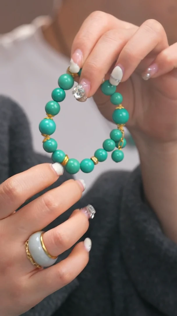 18K金镶嵌绿松石手串娜**✨1