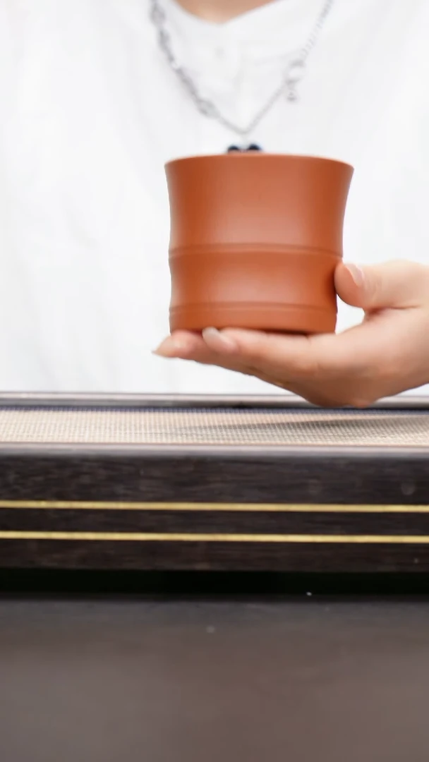 茶壶紫砂小煤窑朱泥  大竹节杯