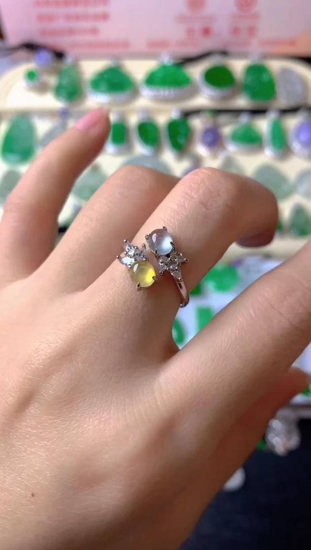 银S925镶嵌戒指翡翠诗*戒指