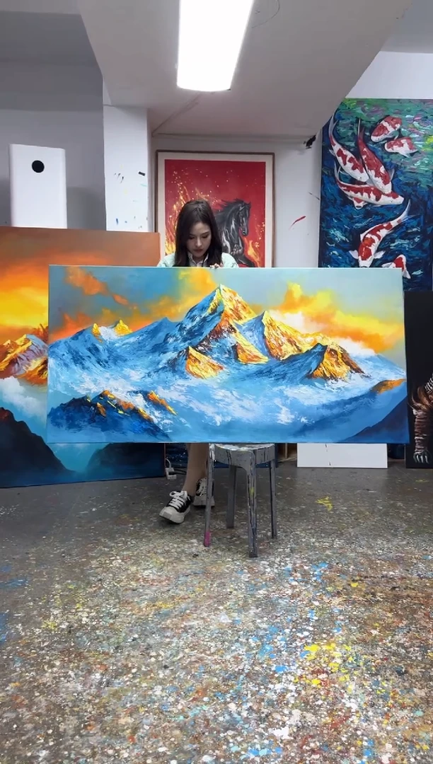 丙烯画星****号大树老师金山加框