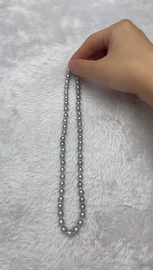 项链银S925镶嵌海水珍珠AK真多麻6.5-7mm