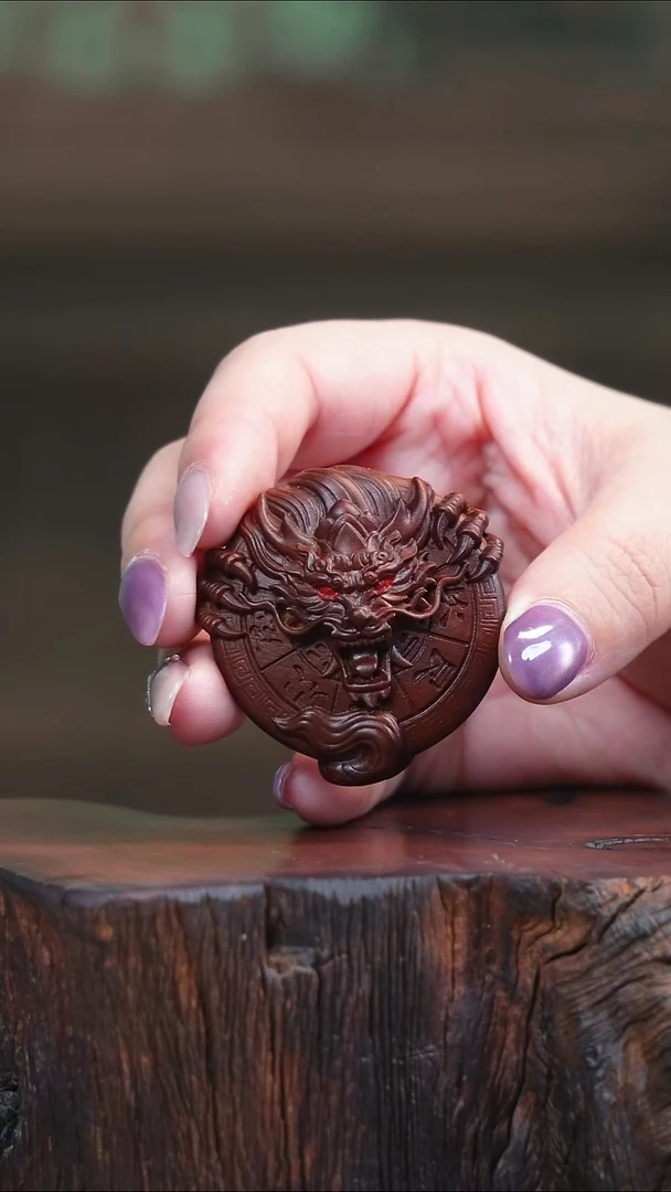 天然雷击枣木龙头八卦