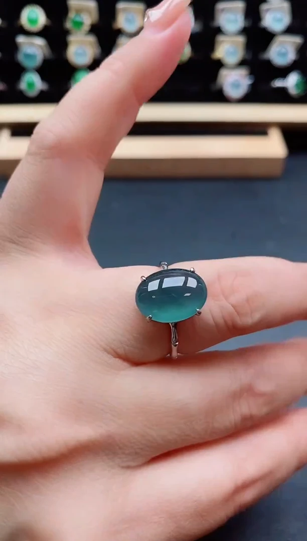 银S925镶嵌戒指翡翠1