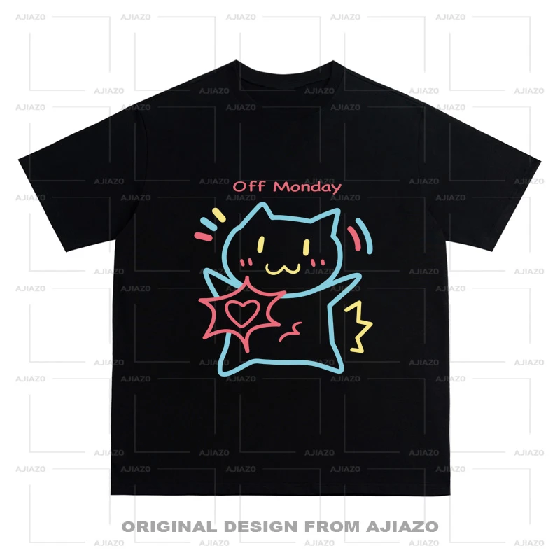 老狗十三【线条心动小猫】纯棉短袖 重磅男女同款宽松百搭休闲上衣