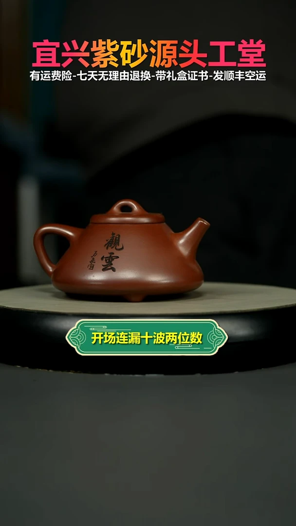 茶壶紫砂蒋静明龙血砂观云子冶石瓢230CC