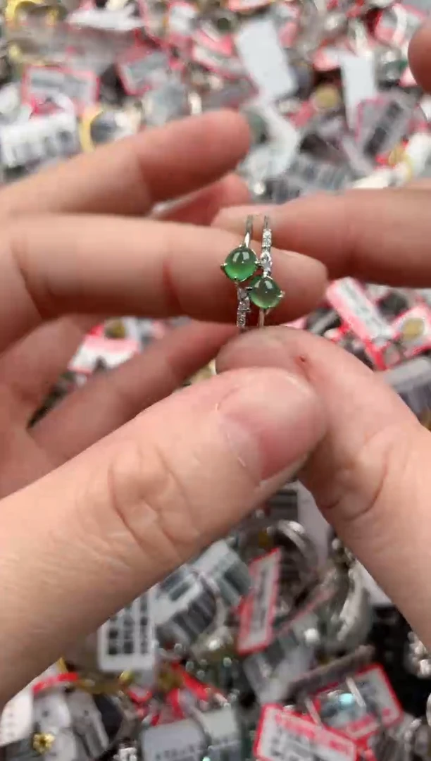 银S925镶嵌戒指翡翠666----4