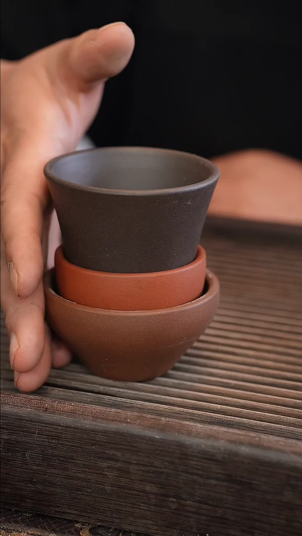 茶壶紫砂【发三个杯子】黑金砂马蹄杯 天圆地方杯子 变色龙小斗笠杯