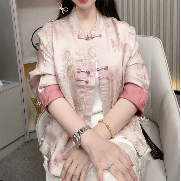 【山水黔】2025年夏季新款国风高端新中式气质复古外套减龄显瘦