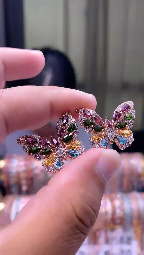 耳钉银S925镶嵌碧玺1565166656515