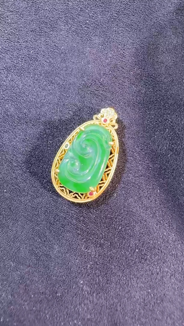项链银S925镶嵌翡翠吊坠