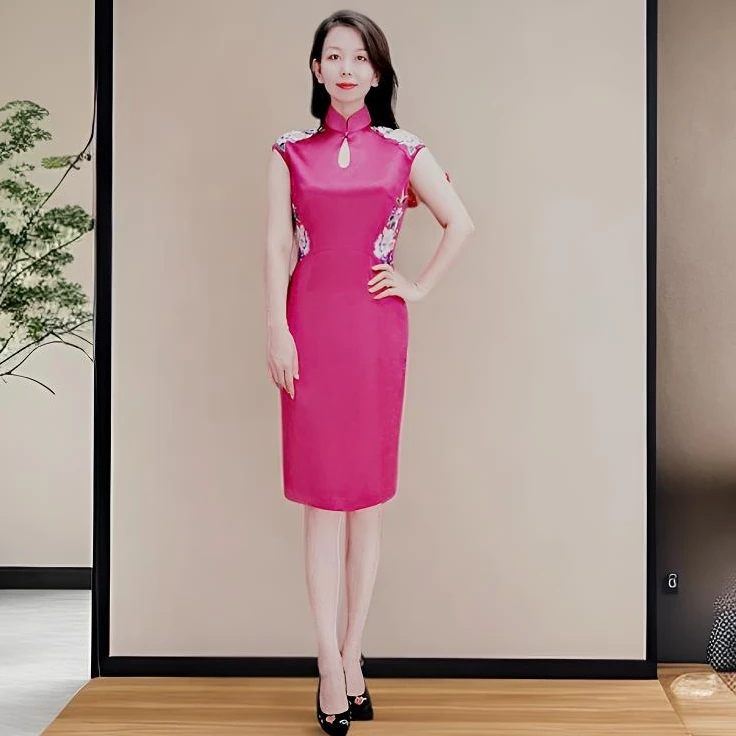 格格品牌抹袖绣花短旗袍显瘦夏季气质中式4320243117
