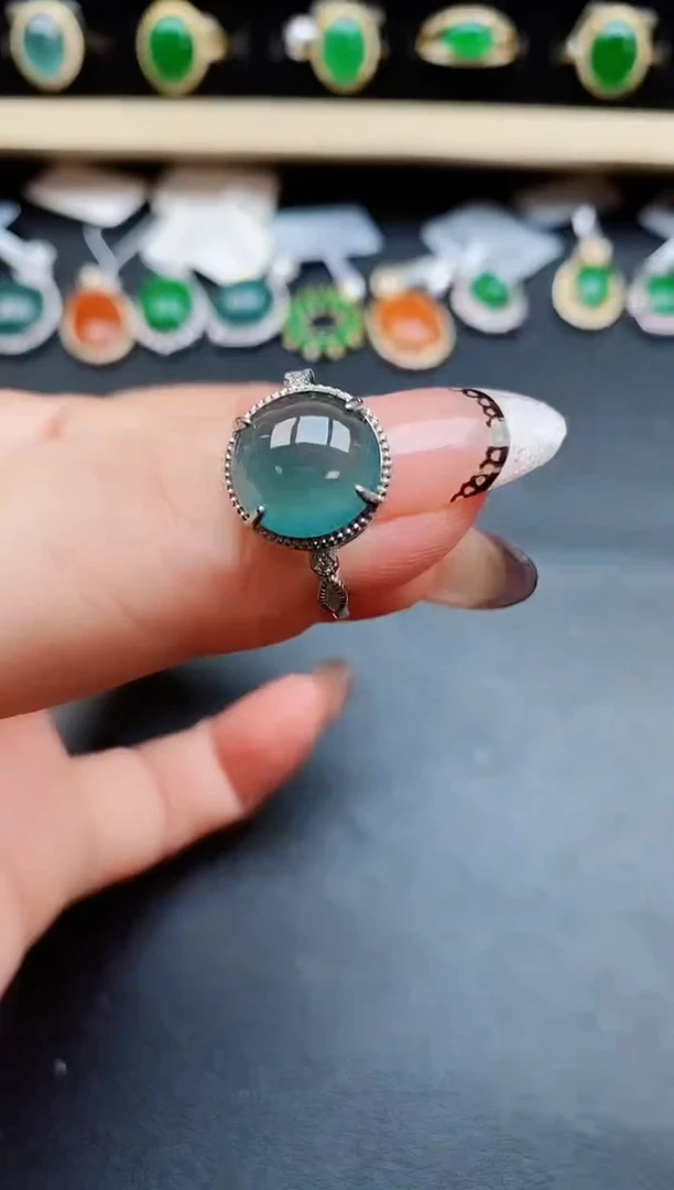 翡翠戒指银S925镶嵌580505
