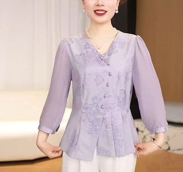 中老年女装中国风盘扣显瘦时尚夏季宽松型长裙连衣裙立领绣花