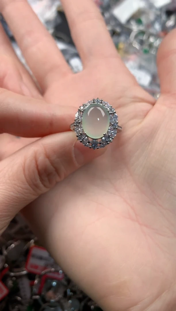 银S925镶嵌戒指翡翠2             1