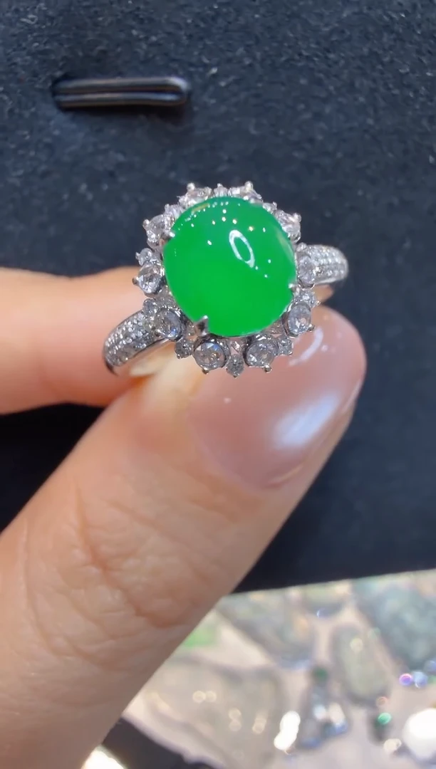 18K金镶嵌戒指翡翠多样性团购发一件