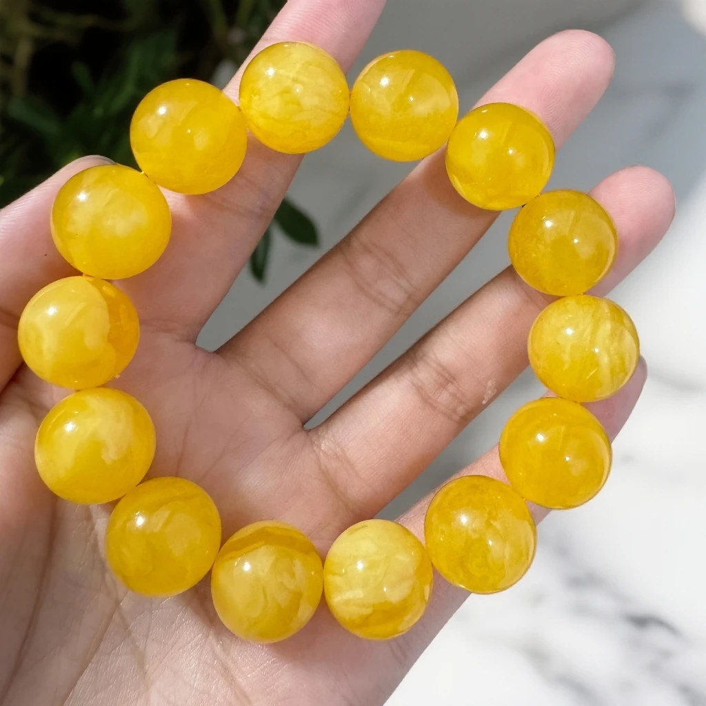 纯天然焦皮料鸡油红蜜蜡浓蜡手串15+大加男女饰品同款百搭