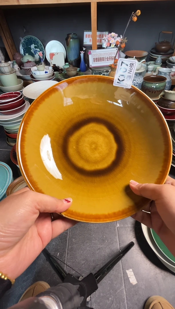 瓷片邵*晶k107琥珀色浅盘福利